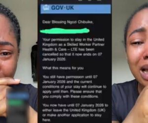 UK-based Nigerian woman weeps as husband revoke her visa sponsorship, faces deportation