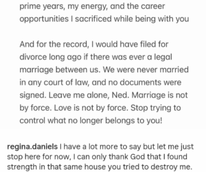Why don’t you tell them how you force yourself on me when I say no. Why don’t you tell them that all you wives are on drugs?” Regina Daniels responds with newer allegations after Ned Nwoko claimed she and her siblings are drug users
