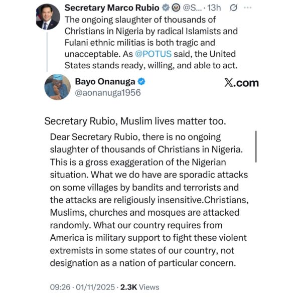 Muslim lives matter too. There is no ongoing slaughter of Christians in Nigeria