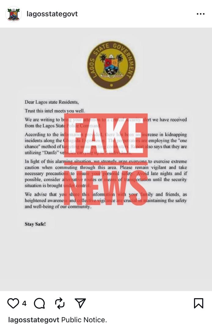 Lagos state government dismisses viral kidnapping claims on Gbagada Expressway