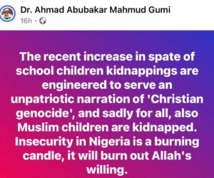 The recent increase in spate of school children kidnappings are engineered to serve an unpatriotic narration of Christian genocide