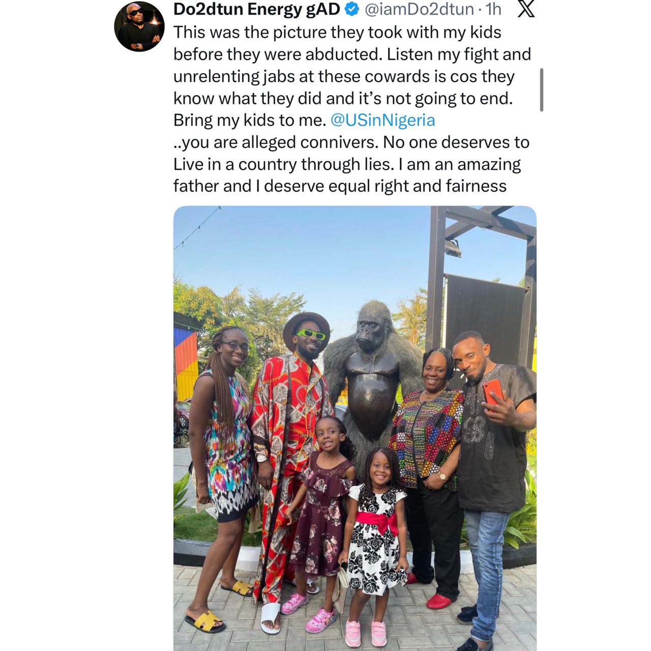 OAP Dotun calls out American Embassy in Nigeria for allowing his ex-wife relocate to the US with their children without his consent
