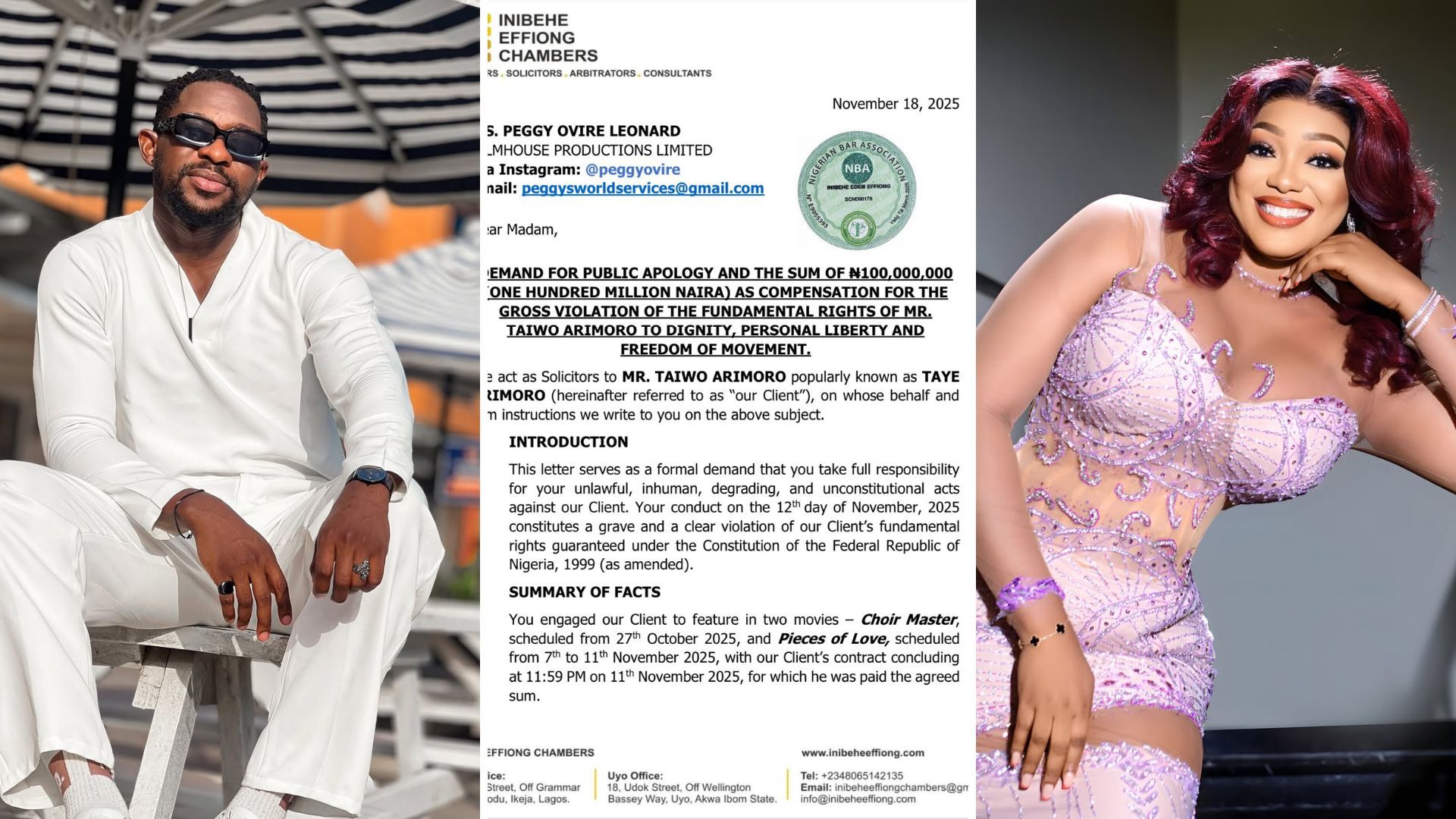 Taye Arimoro Files ₦100M Lawsuit Against Peggy Ovire 