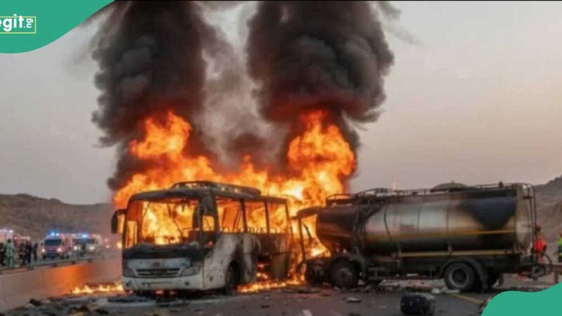 45 Dead as Bus Carrying Umrah Pilgrims Catches Fire Near Holy City in Saudi