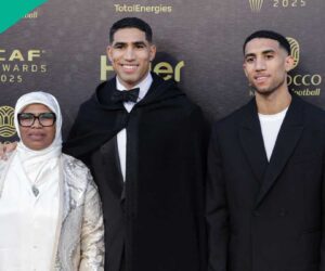 Achraf Hakimi Leaves Girlfriend Behind, Takes Mother on Red Carpet As He Wins CAF Award