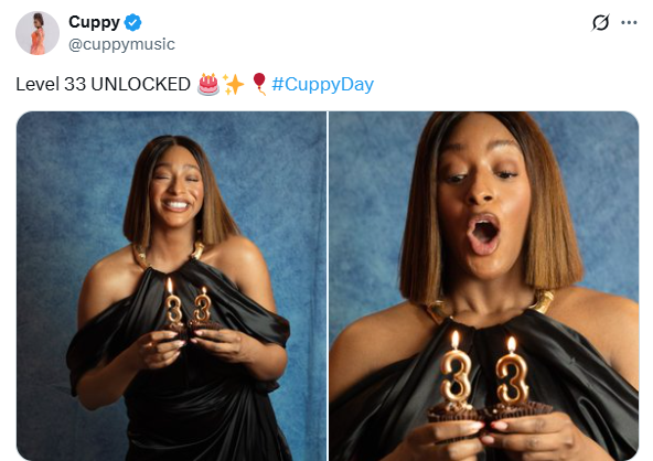 DJ Cuppy shares lovely photos as she turns 33