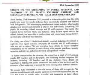 Niger State LG chairman and Catholic Dioceses release names of 50 abducted students who escaped from captivity