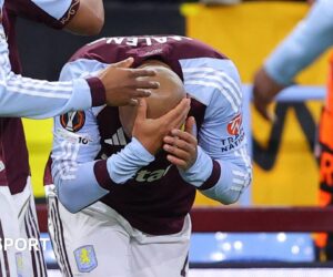 Donyell Malen hit by cup as Aston Villa game halted because of crowd trouble
