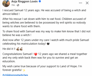 Nigerian boy gains admission into university 12 years after he was accused of being a witch and almost k!lled