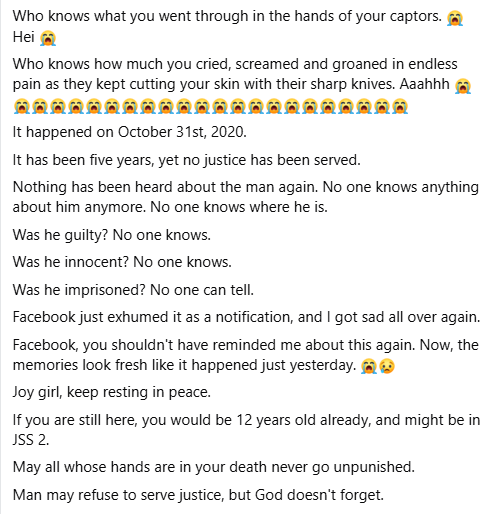 No justice after 5 years