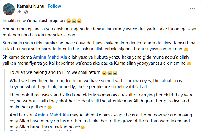 Bandits abduct man and two others; k!ll his mother few hours after he prayed against those politicising insecurity in Kano