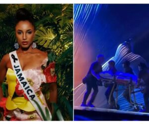 Jamaica Miss Universe contestant rushed to hospital after falling off stage [VIDEO]