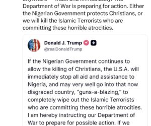 Either the Nigerian Govt protects Christians or we will k!ll the Islamic terrorists