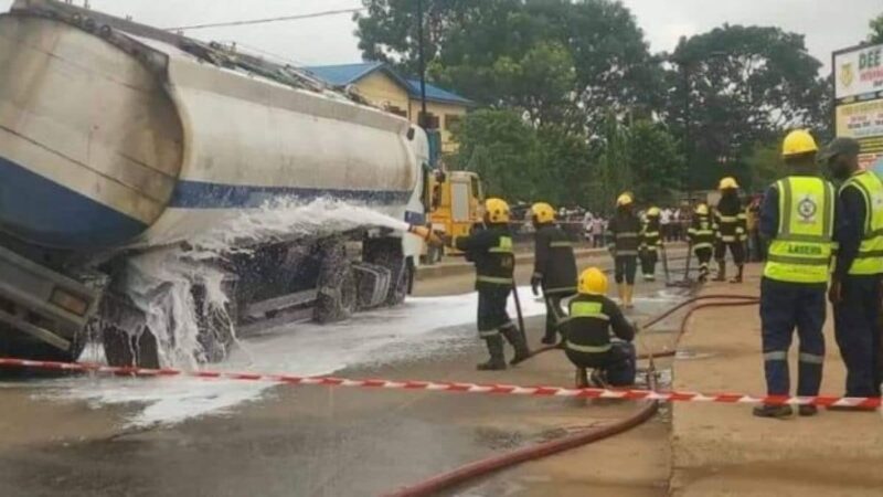 Another tragedy averted as fuel-laden tanker falls in Lagos
