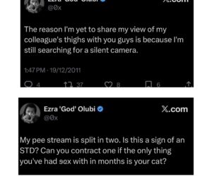 More tweets where Paystack co-founder Ezra Olubi ‘admitted’having HIV and Hepatitis and also sleep!ng with his cat surfaces