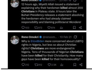 Reno Omokri’s old post on k!lling of Christians in Nigerian surfaces just after Arise TV host Charles Aniagolu called him out for failing in alleged lobbying of US government