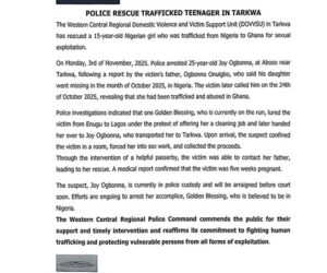 Police rescue 15-year-old Nigerian girl trafficked to Ghana and forced into pr0stitution