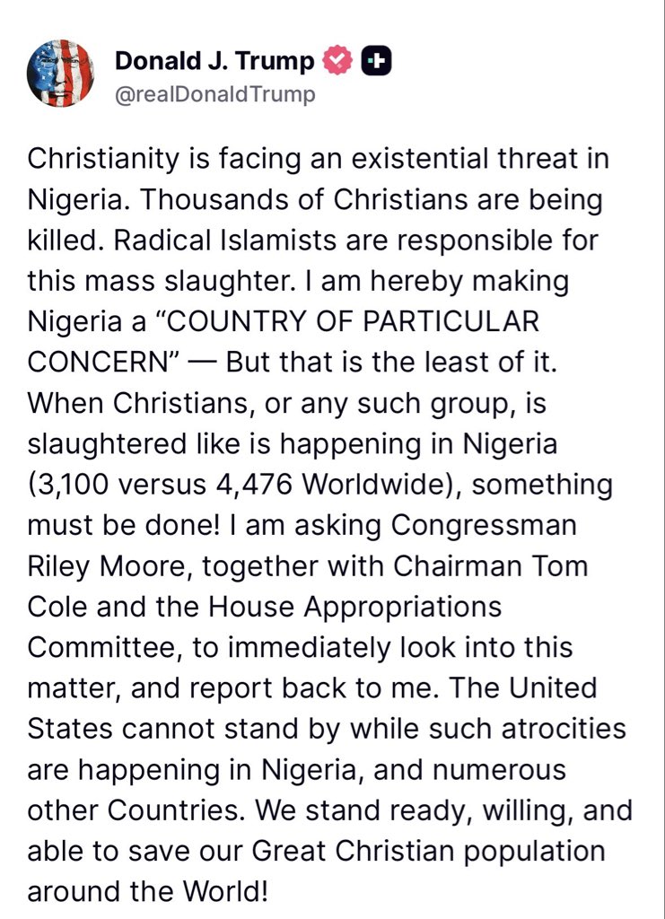 FG rejects US President, Donald Trump’s ‘country of concern’ designation over genocide claims