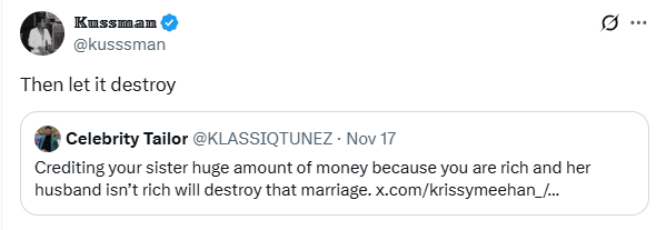 Giving your sister huge amount of money because her husband isn’t rich will destroy that marriage