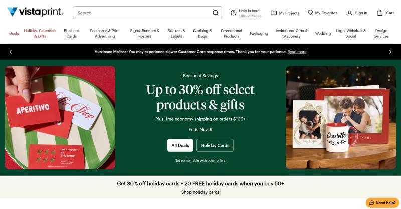 Upgrade your business look this Black Friday- save up to $100 at Vistaprint on business cards, wall calendars and more