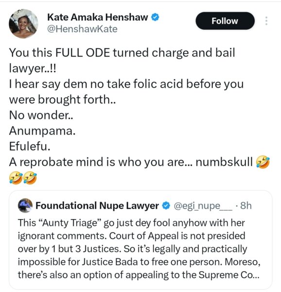 Actress Kate Henshaw and a lawyer clash on X over court ruling on Dr Olufemi Olaleye