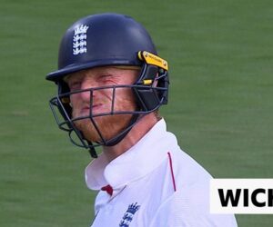 The Ashes second Test – day four: England’s Ben Stokes is caught behind by Australia’s Alex Carey for 50
