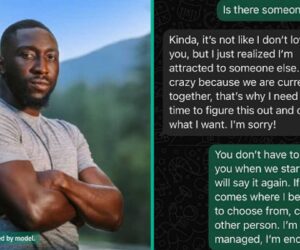 Check out man's mature reply to girlfriend after she confessed having feelings for someone else