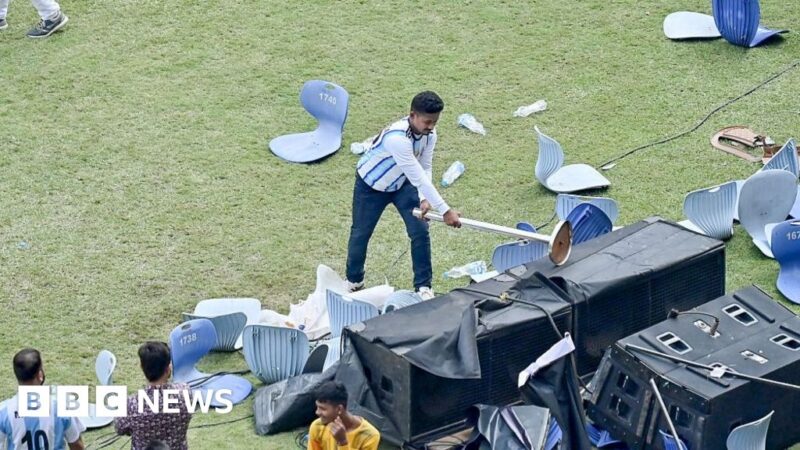 Anger at Lionel Messi ‘GOAT’ India tour as fans throw chairs and bottles at stadium event