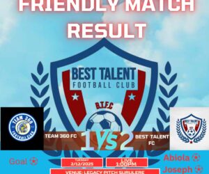 Pre-Season Friendly: Best Talent FC Beat Team 360 FC In Lagos