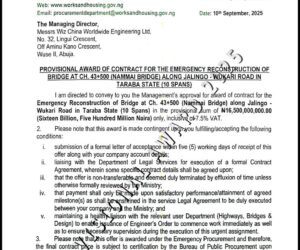 EXCLUSIVE: ₦16.5Billion Taraba Bridge Reconstruction Funds Allegedly Diverted To Access Road; Tinubu’s Minister Faces Scrutiny