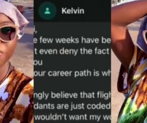 “Your career path”- Flight attendant exposes shocking message received from her admirer