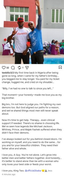 Talent Manager, Teebillz reveals vulnerable conversation he had with Tuface as he begs the singer to work on himself