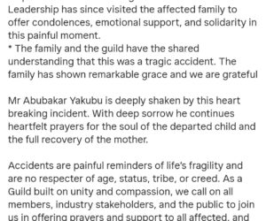 AGN reacts to the involvement of its president-elect in accident that claimed the life of a child