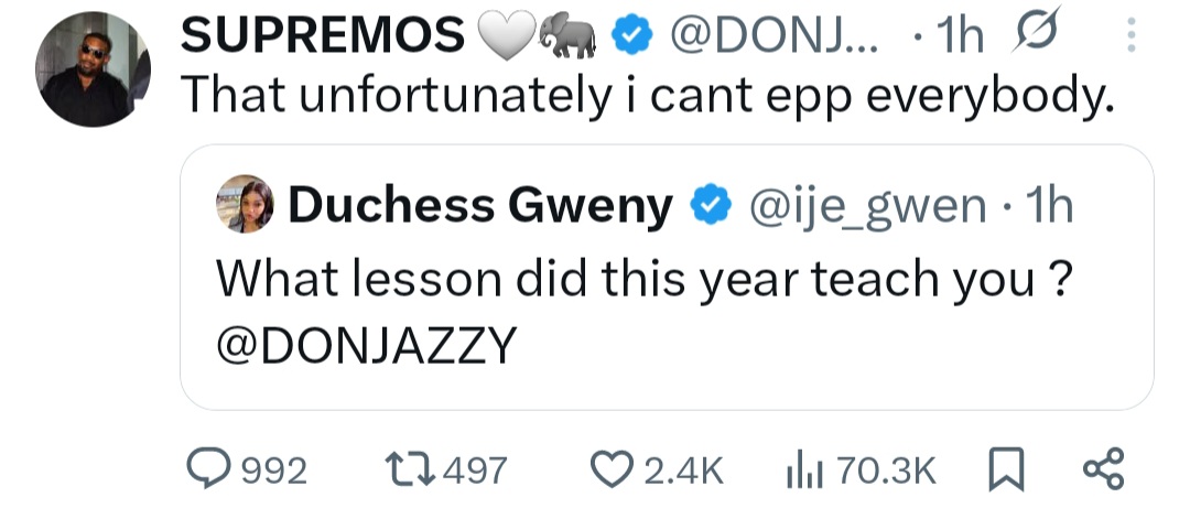 Don Jazzy responds to beggar who made “everlasting request”