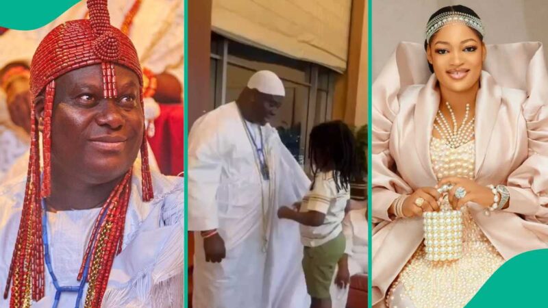 Ooni of Ife Bonds With His 1st son in Touching Video, Rains Prayer on Him: “He is Still in Love”