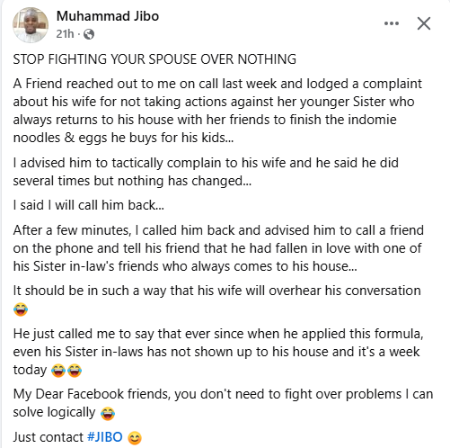 Nigerian man narrates how he helped a friend solve a problem concerning his wife’s younger sister