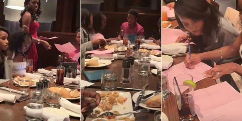 “Solve this” – Lady shocks friends, distributes maths exam to them at her birthday dinner party