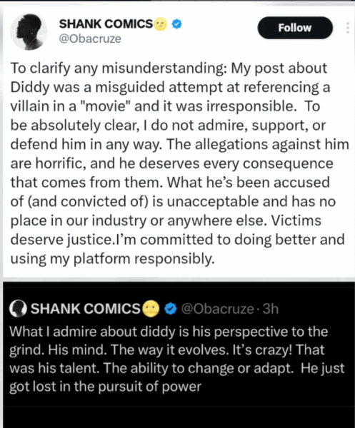 “My post about Diddy was irresponsible” — Skitmaker Shank clears the air after old tweet resurfaces