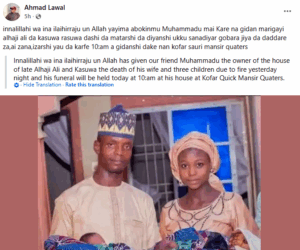Couple and their 3 children perish in Katsina fire incident