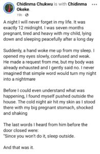 Pregnant Woman Thrown Out at Midnight for Refusing Sex, Nigerian Woman Claims