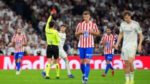 Real Madrid slam La Liga referees, call Valverde red card in Atletico win ‘a scandal’