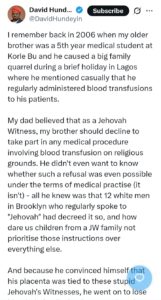 Journalist shares painful family story, criticizes Jehovah’s Witness doctrine