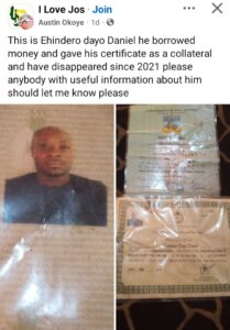 Man declared missing after allegedly using certificate as loan collateral