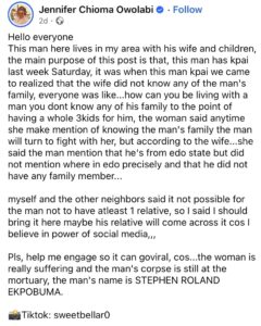 Neighbours cry out as man dies, leaves wife with no relatives to contact after years...