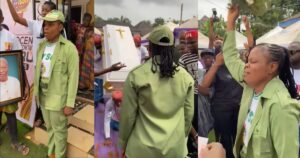 "My dad really wanted me to salute him at his shop but d!ed before NYSC posted me" – Lady says as she salutes her father at his funeral