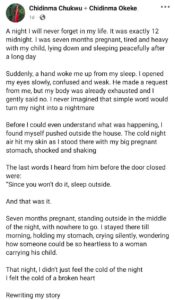 Teen forced outside while pregnant at 14, woman recounts abuse