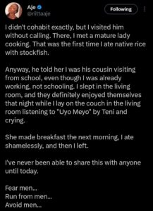 Woman Recalls Chilling Visit to Man's Home: "Fear Men, Run From Men"
