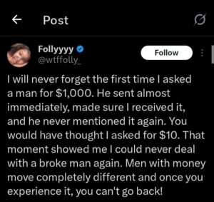 ‎”I will never forget”- Lady shares encounter after requesting $1,000 from man ‎