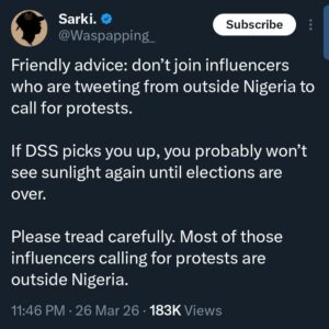 “You won’t see sunlight until after election” — Media personality Sarki warns those...