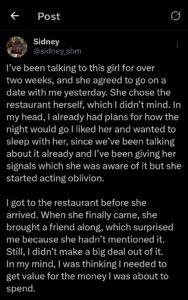 “She chose the restaurant”- Man shares encounter after date ‎ ‎